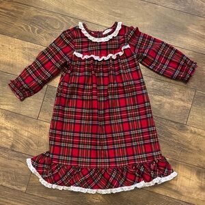 Little Me Red Plaid Nightgown with Lace Trim